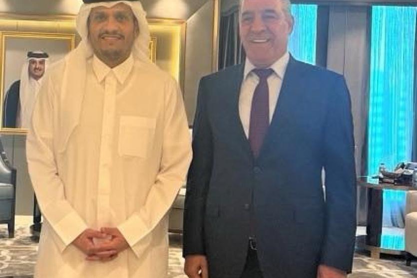 الوزير حسين الشيخ ووزير الخارجية القطري