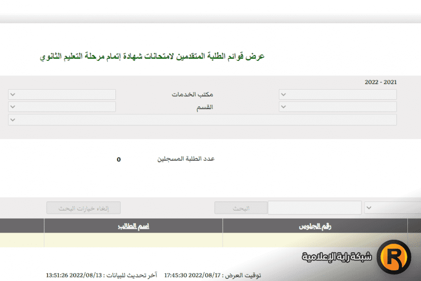 ارقام جلوس طلبة الشهادة الثانوية 2022 في ليبيا