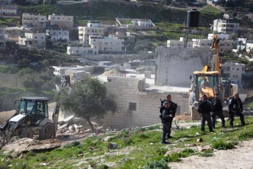أعمال التجريف في أراضي حي واد الربابة ببلدة سلوان جنوبي المسجد الأقصى المبارك