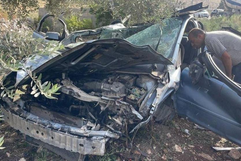 حادث سير وقع على دوار بلدة بلعا شرق طولكرم
