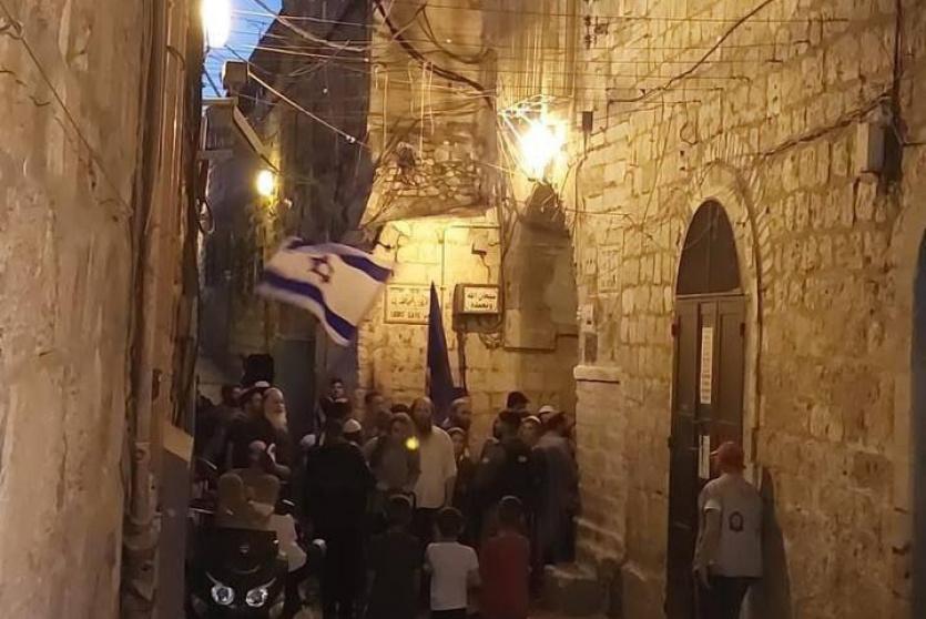 من مسيرة المستوطنين الاستفزازية في البلدة القديمة بالقدس