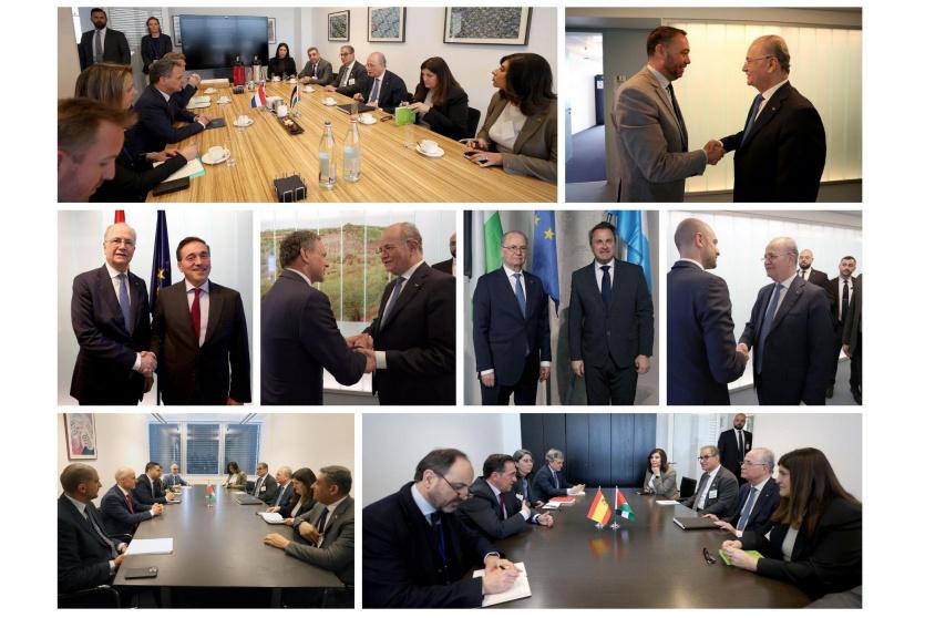 مصطفى يلتقي عددًا من وزراء خارجية الاتحاد الأوروبي