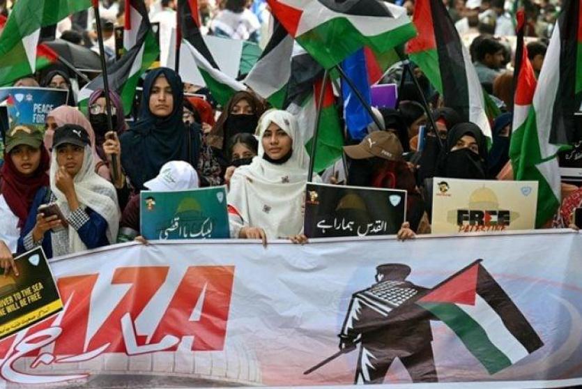 تظاهرة في باكستان إسنادا لغزة
