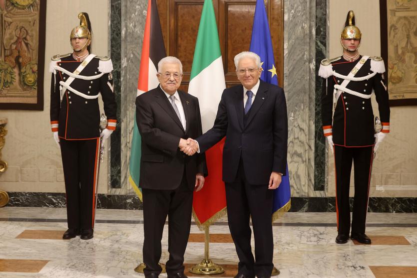 الرئيس عباس يجتمع مع نظيره الإيطالي