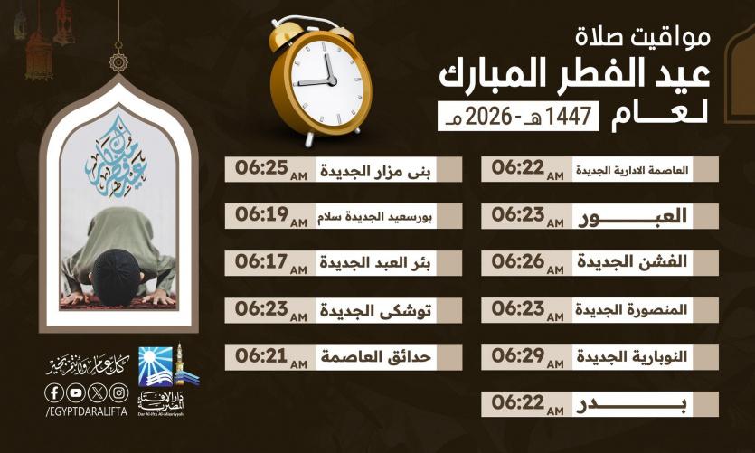 موعد صلاة عيد الفطر 2026 في مصر