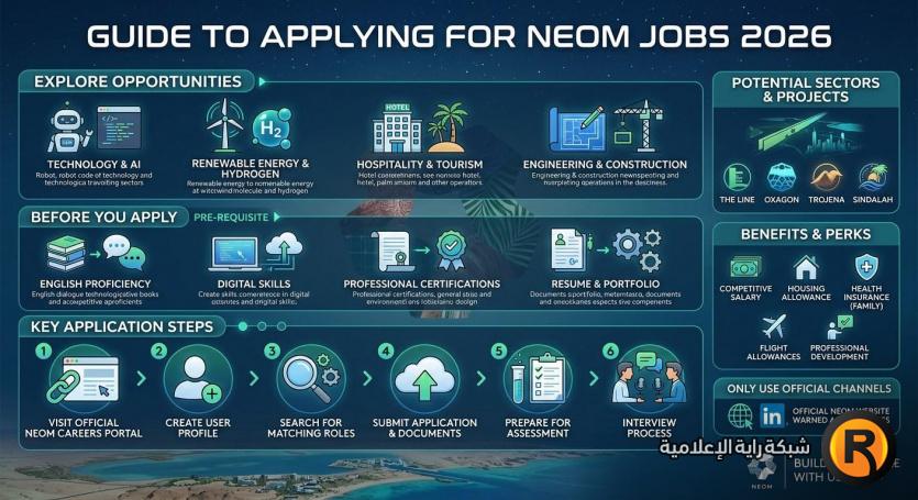 دليل التقديم على وظائف نيوم 2026 – إنفوجرافيك